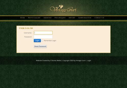 
                            8. User Log In - Vintage Court