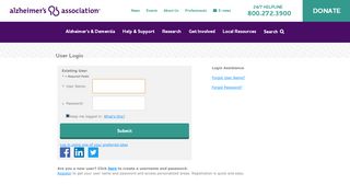 
                            4. User Login - Alzheimer's Association