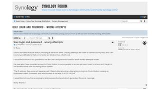 
                            10. User login and password - wrong attempts - Synology Forum