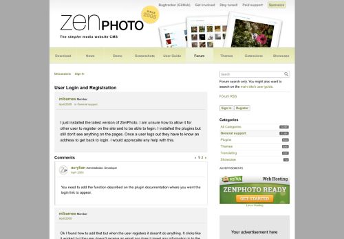 
                            4. User Login and Registration - Zenphoto forum