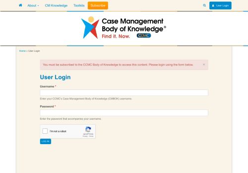 
                            6. User Login | CCMC's Case Management Body of Knowledge (CMBOK)