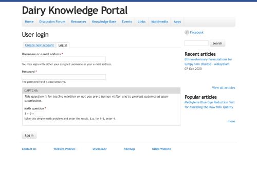 
                            8. User login - Dairy Knowledge Portal