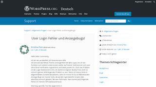 
                            7. User Login Fehler und Anzeigebugs! | WordPress.org