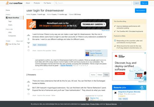 
                            12. user login for dreamweaver - Stack Overflow