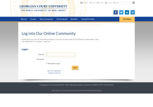 
                            8. User Login - Georgian Court University