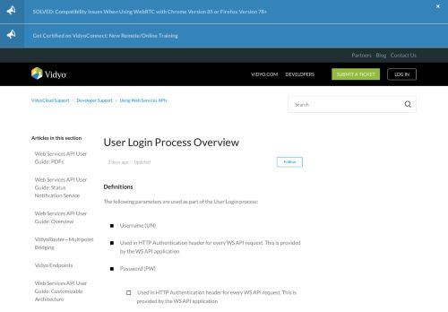 
                            12. User Login Process Overview – VidyoCloud Support