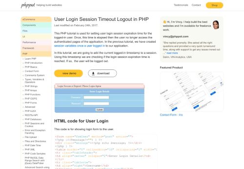 
                            4. User Login Session Timeout Logout in PHP - Phppot