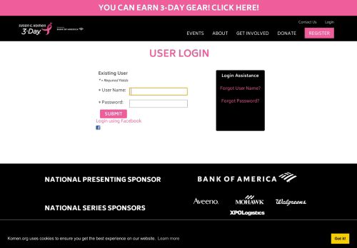 
                            2. User Login - The Susan G. Komen 3-Day