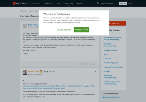 
                            2. User Login Timeout? - OutSystems
