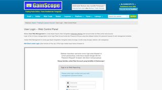 
                            4. User Login – Web Control Panel - Gainscope