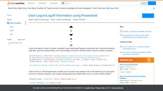
                            6. User Logon/Logoff Information using Powershell - Stack Overflow
