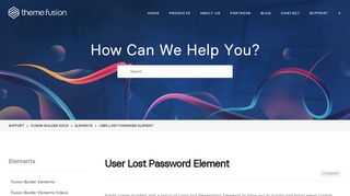 
                            2. User Lost Password Element - ThemeFusion