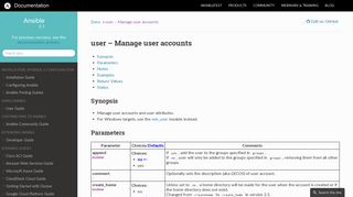 
                            2. user – Manage user accounts — Ansible Documentation