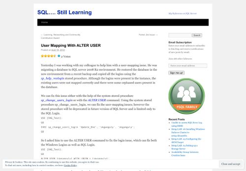 
                            9. User Mapping With ALTER USER | SQL…. Still Learning