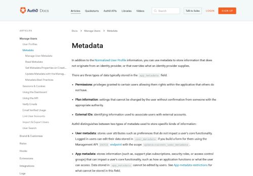 
                            1. User Metadata - Auth0