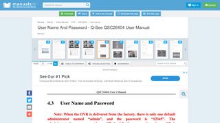 
                            5. User Name And Password - Q-see QSC26404 User Manual [Page 20]