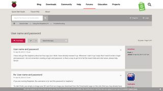 
                            1. User name and password - Raspberry Pi Forums