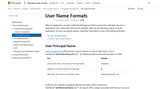 
                            2. User Name Formats - Windows applications | Microsoft Docs