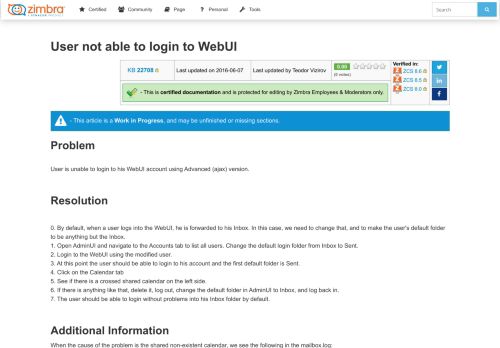 
                            5. User not able to login to WebUI - Zimbra :: Tech Center - Zimbra Wiki