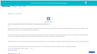 
                            1. User not getting activated with password having special ... - Okta Support