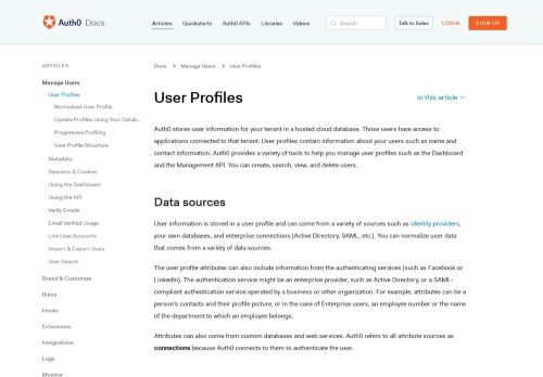 
                            9. User Profiles - Auth0
