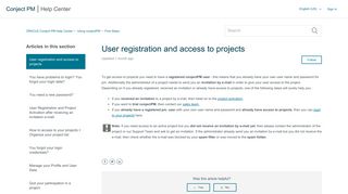 
                            4. User registration and access to projects – ORACLE Conject PM Help ...