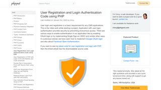 
                            5. User Registration and Login Authentication Code using PHP - Phppot