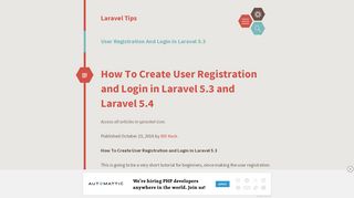
                            8. User Registration And Login in Laravel 5.3 – Laravel Tips