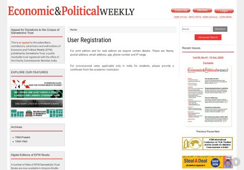 
                            7. User Registration | Economic and Political Weekly