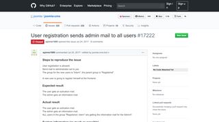 
                            4. User registration sends admin mail to all users · Issue #17222 · joomla ...