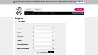 
                            4. User Registration Step1 - Three.ie