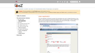 
                            10. User registration / The login page / The ... - eZ Documentation