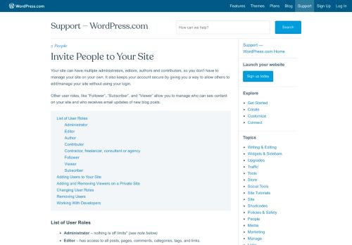 
                            6. User Roles — Support — WordPress.com