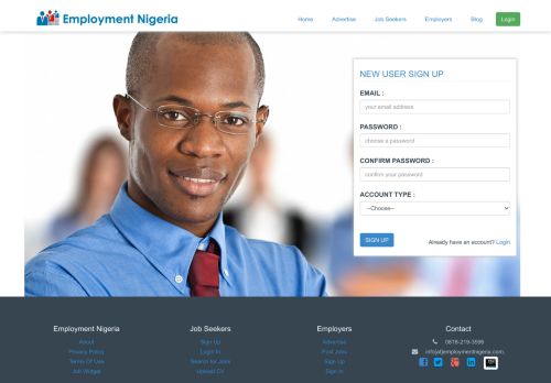 
                            2. User Sign Up | Employment Nigeria