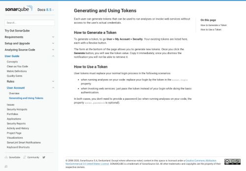 
                            3. User Token - SonarQube documentation