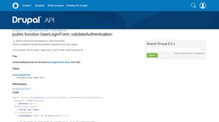 
                            1. UserLoginForm::validateAuthentication | UserLoginForm.php | Drupal ...