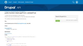 
                            2. UserLoginForm::validateFinal | UserLoginForm.php | Drupal 8.2.x ...