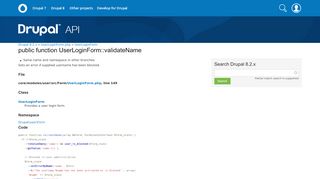 
                            1. UserLoginForm::validateName | UserLoginForm.php | Drupal 8.2.x ...