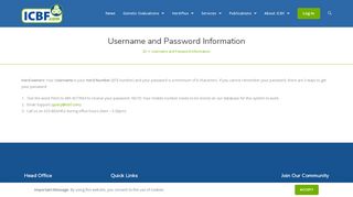 
                            12. Username and Password Information - ICBF