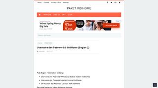 
                            2. Username dan Password di IndiHome (Bagian 2) - Paket INDIHOME