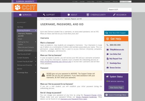 
                            12. Username, Password, and XID | CCIT Web Site