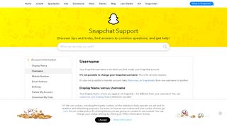 
                            5. Username - Snapchat Support