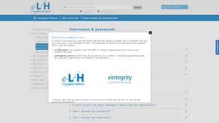 
                            12. Usernames & passwords : e-LfH Support