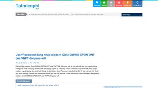 
                            13. User/Password đăng nhập modem iGate GW040 GPON ONT của ...