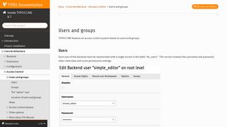 
                            2. Users and groups — Inside TYPO3 CMS 8.7 documentation