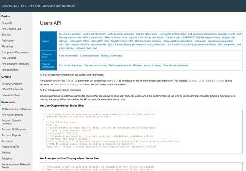 
                            5. Users - Canvas LMS REST API Documentation - Canvas by Instructure