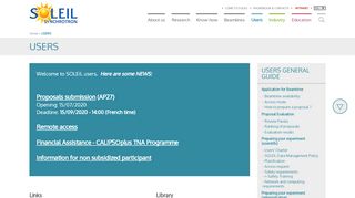 
                            3. USERS | French national synchrotron facility - Synchrotron SOLEIL