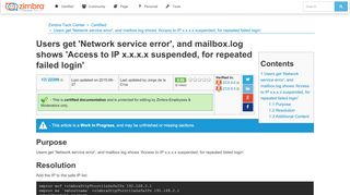 
                            3. Users get 'Network service error', and mailbox.log shows ... - Zimbra Wiki