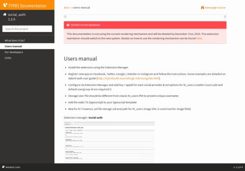 
                            4. Users manual — social_auth 1.2.5 documentation - TYPO3 ...