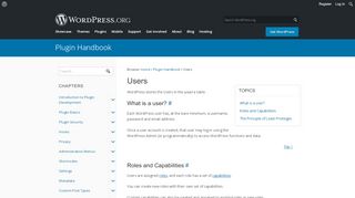 
                            7. Users | Plugin Developer Handbook | WordPress Developer Resources